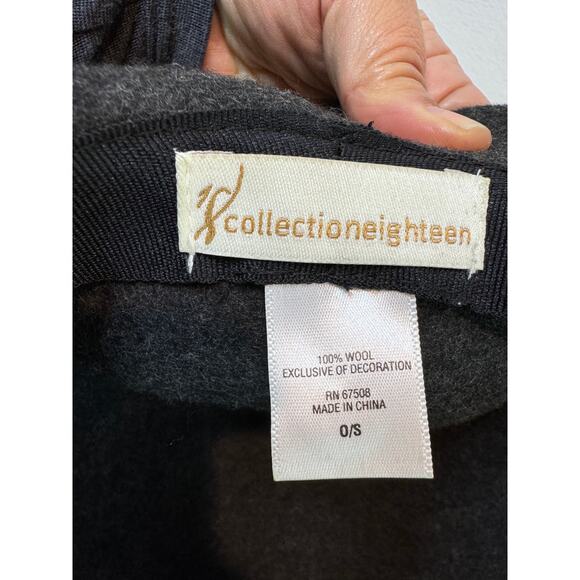 Collection Eighteen Wool Cloche Hat Black/gray  Bow Trim Vintage-Style Chic O/S - Picture 3 of 5